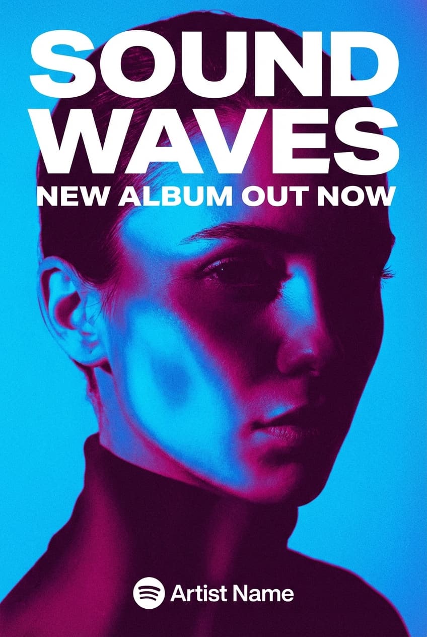 Duotone Portrait Model Blue Poster