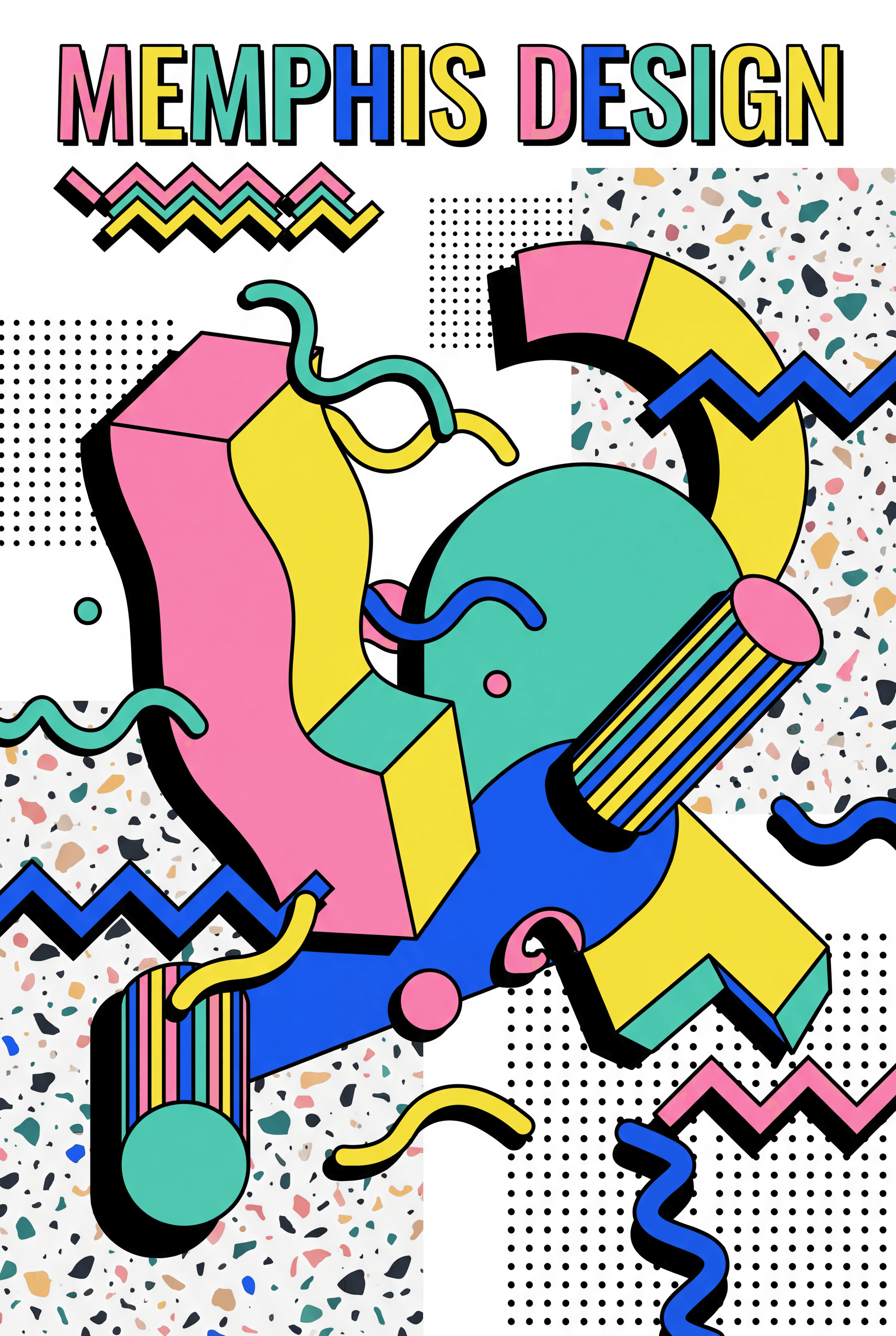 Printable Memphis Italian Vibrant Art